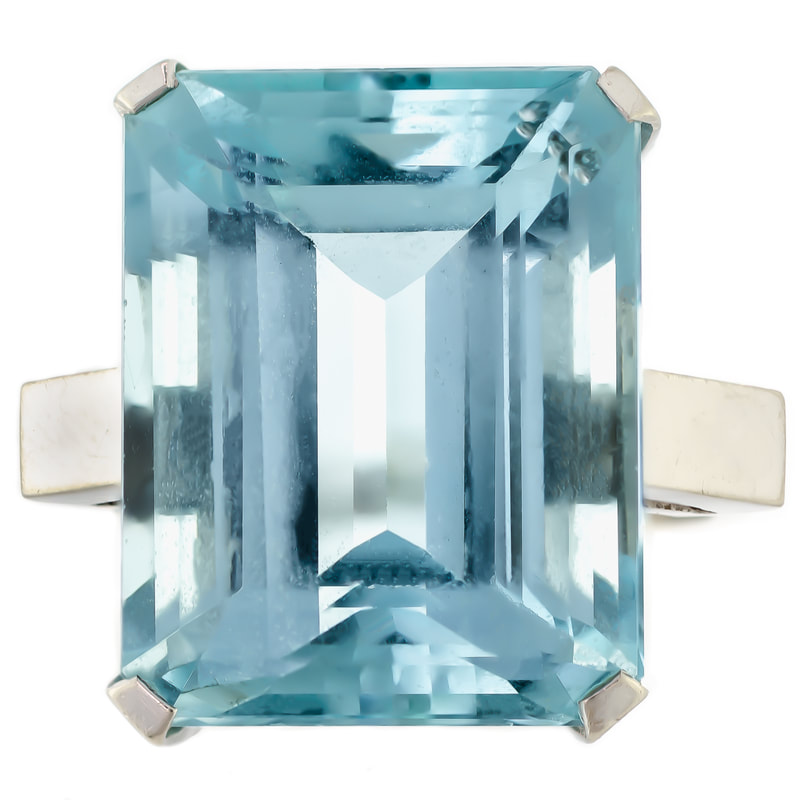 Mid-Century Aquamarine Diamond Cocktail Ring