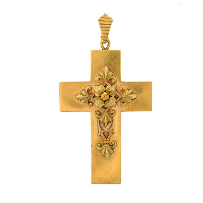 Victorian Gold Cross Pendant Brooch